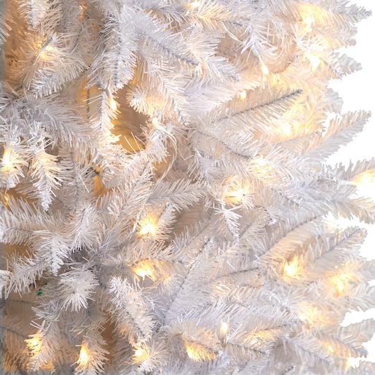 9ft. Pre-Lit Slim White Artificial Christmas Tree, Warm White LED Lights